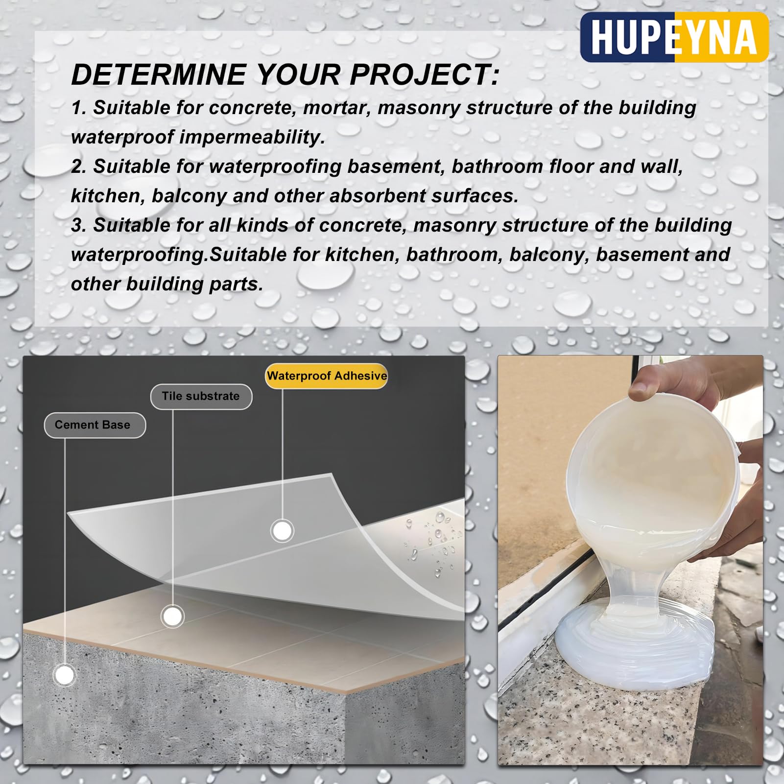Hupeyna transparent waterproof film closeup highlights invisible, protective coating on cracks.