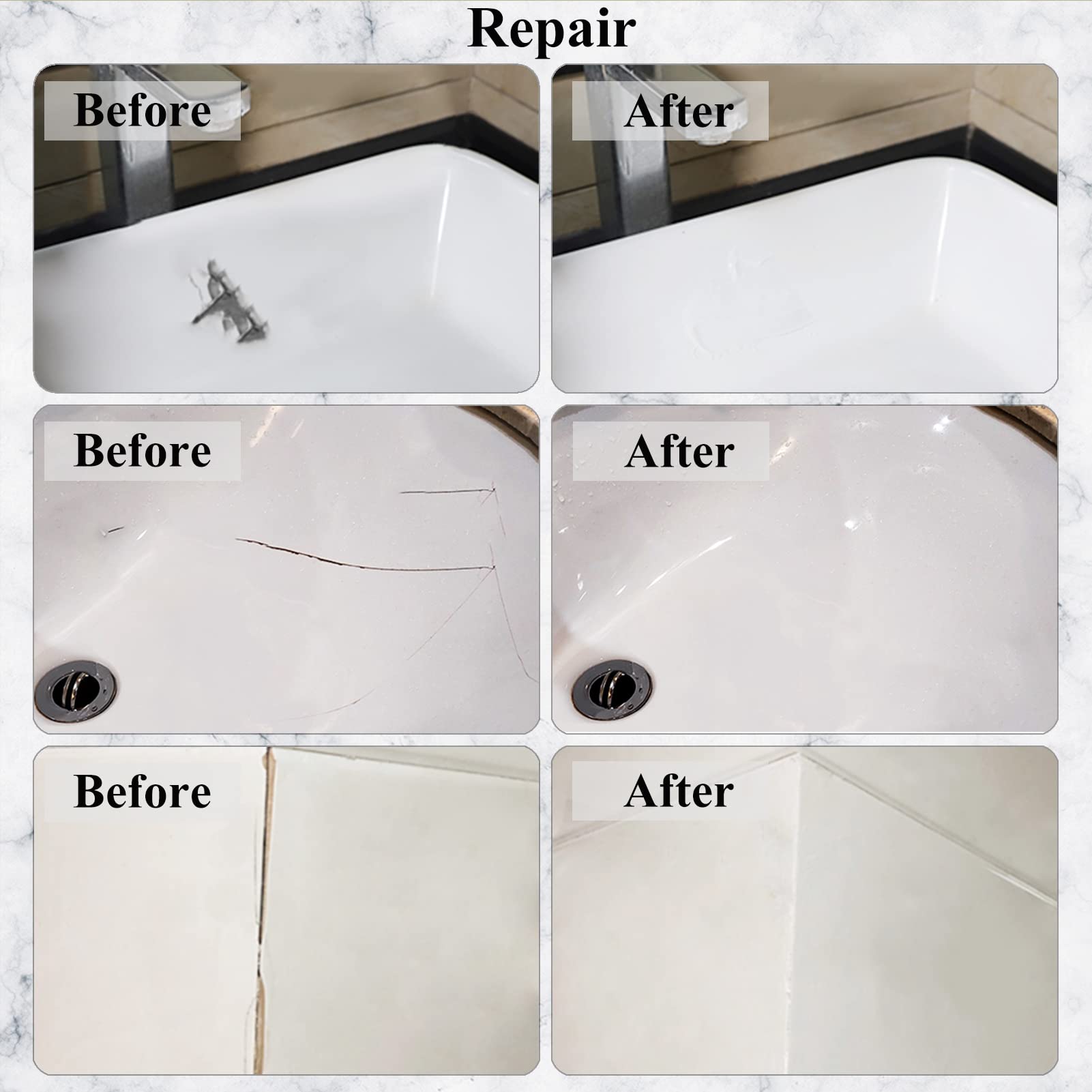 Hupeyna repair kit with multiple color options for tub, tile, and shower.
