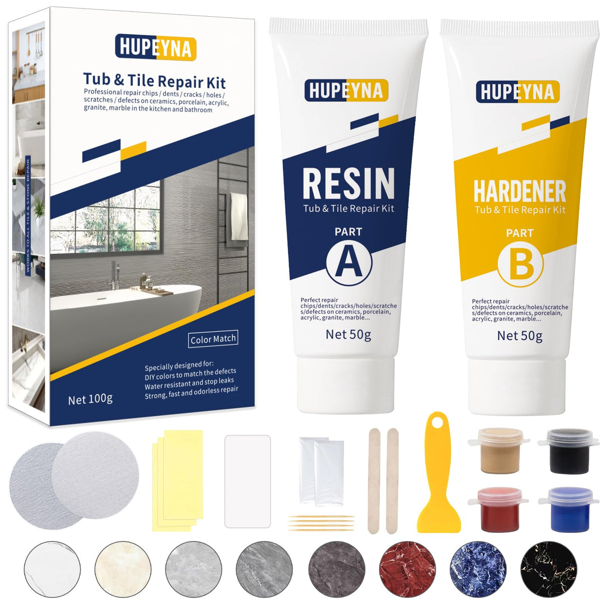 Hupeyna tub repair kit color match applied to porcelain for seamless restoration.