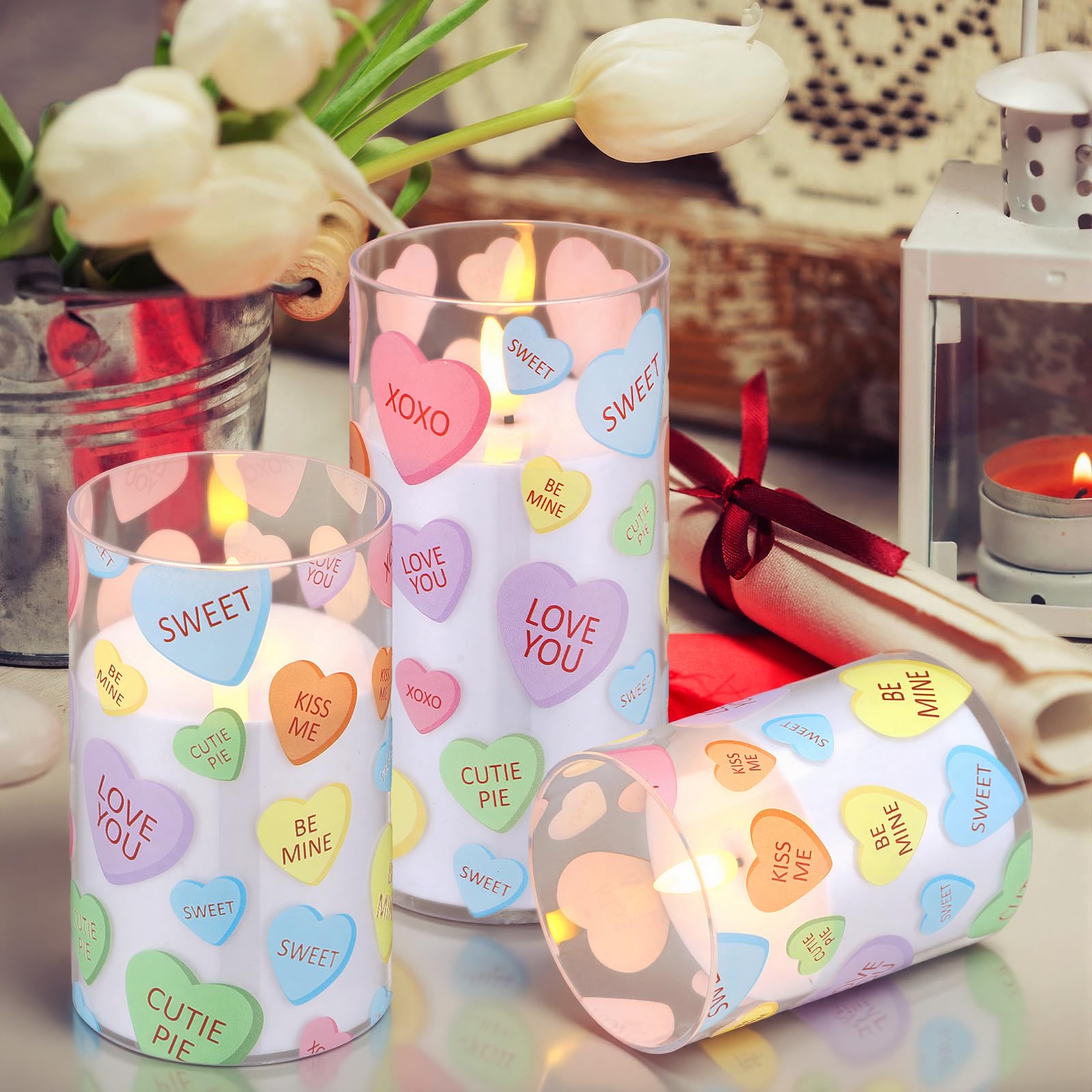 Huquary 3x4 inch LED pillar candle with wax texture