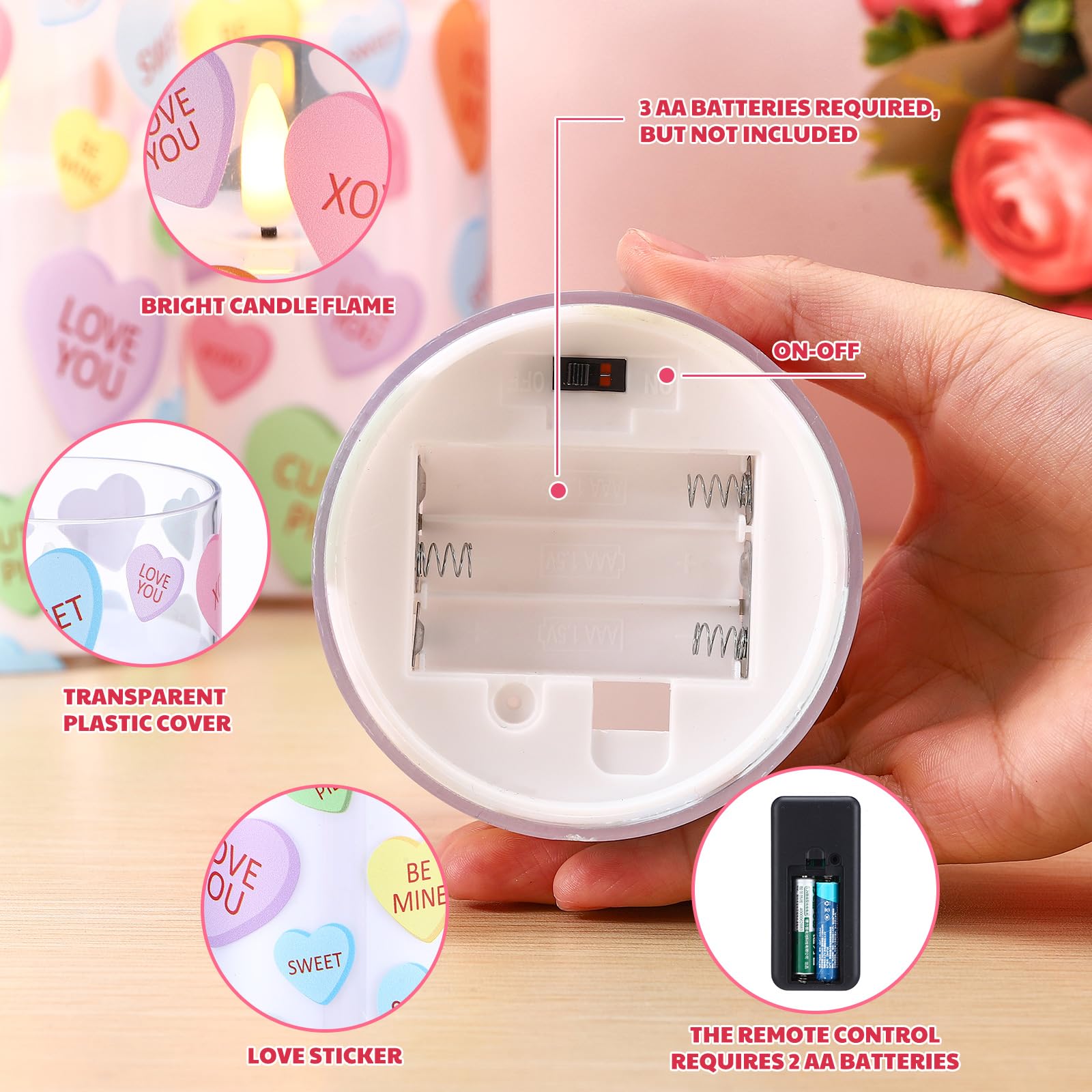 Huquary colorful candy heart design candles enhance decor