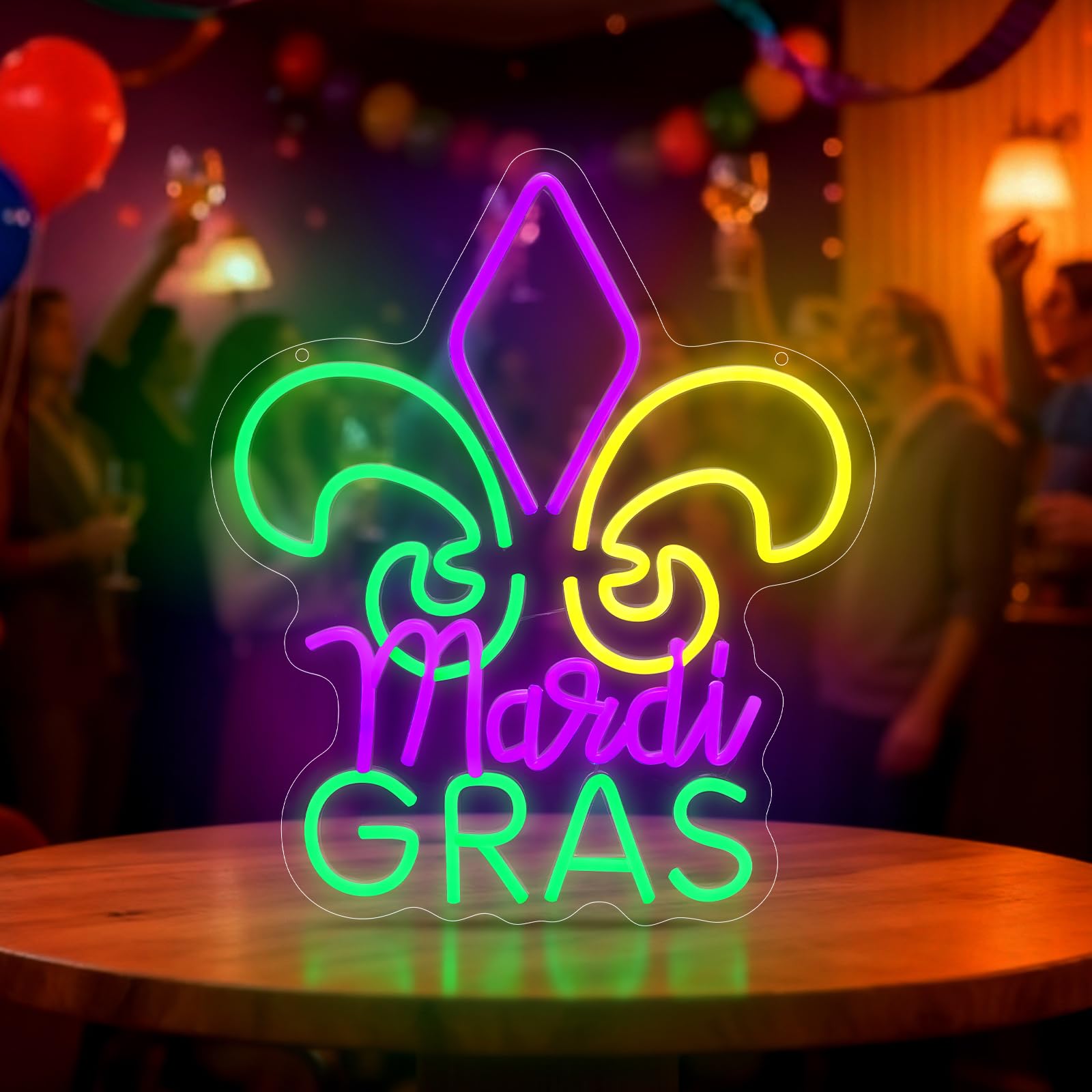 Huquary Mardi Gras LED sign includes hooks and screws for easy wall mounting