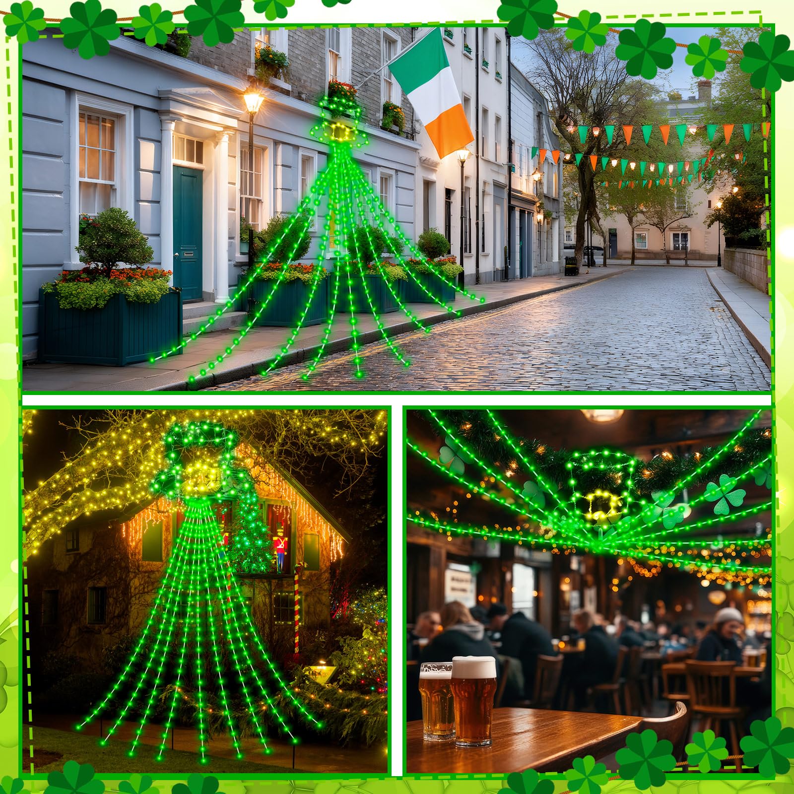 Huquary St. Patrick's Day lights offer versatile outdoor decoration options