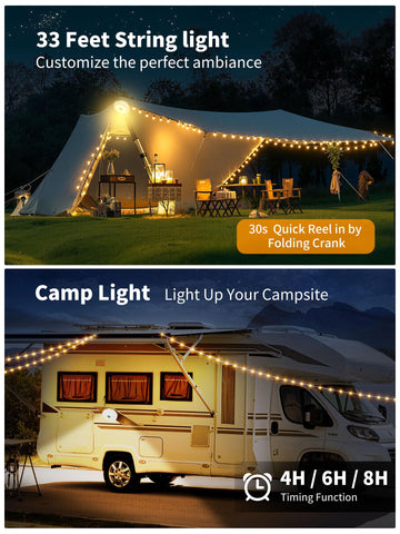 Hurimatan 2000 mAh battery charges devices while lighting up your camp.