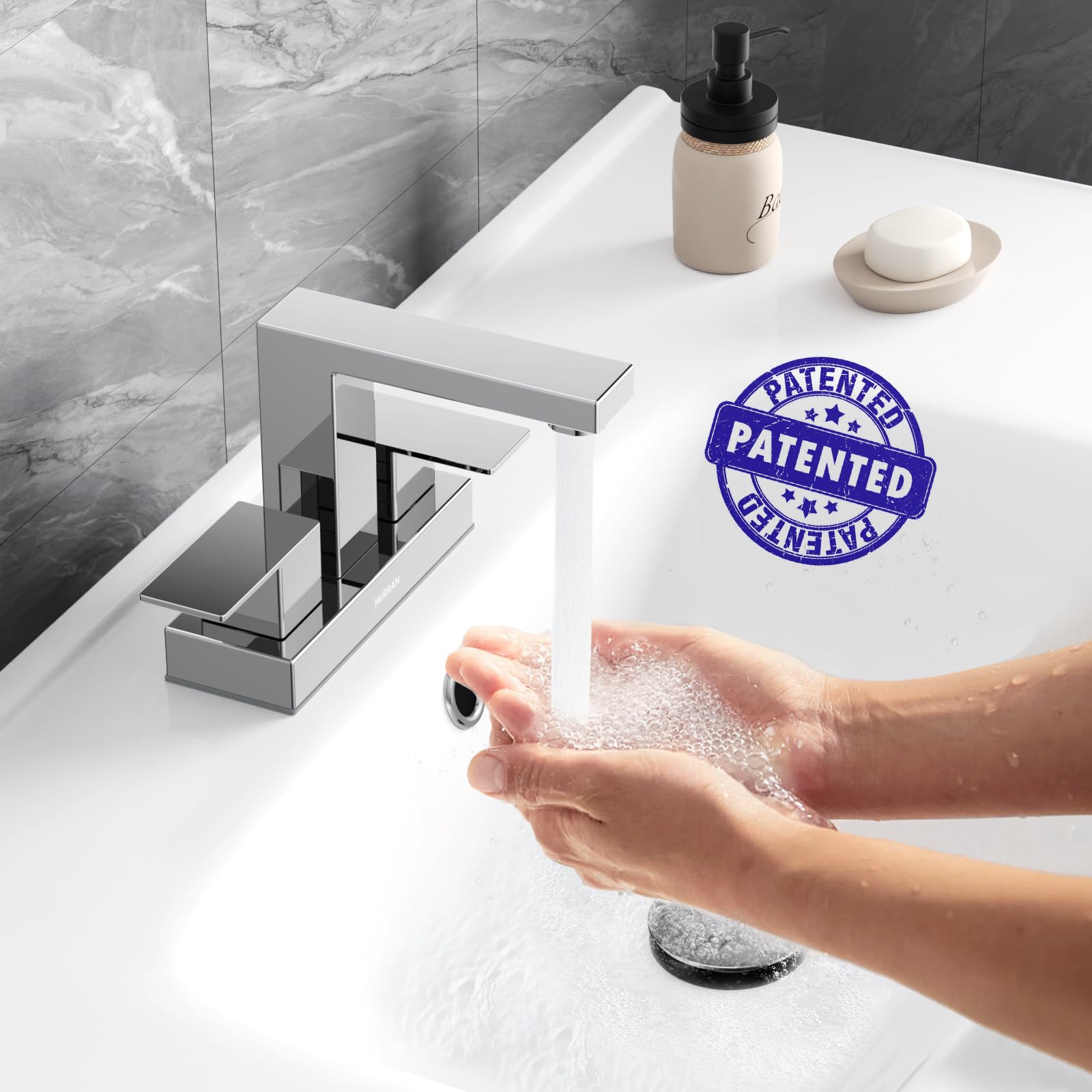 Hurran 2-handle bathroom faucet offers easy temperature and flow control for daily use.