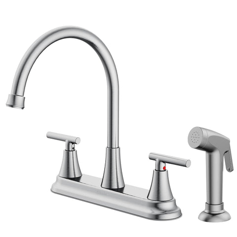 HURRAN 2-handle faucet with pull-out sprayer for easy sink cleaning.