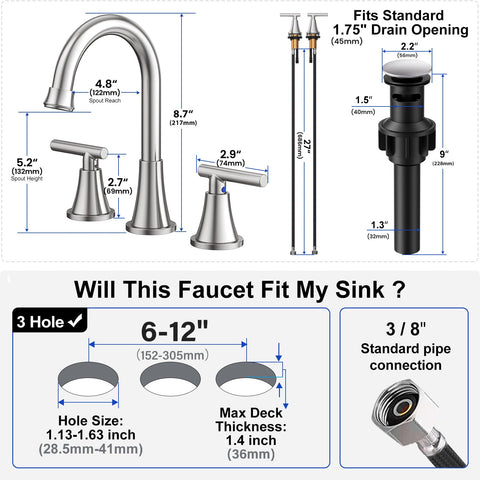 Hurran 27-inch preassembled supply lines simplify installation and reduce fittings.