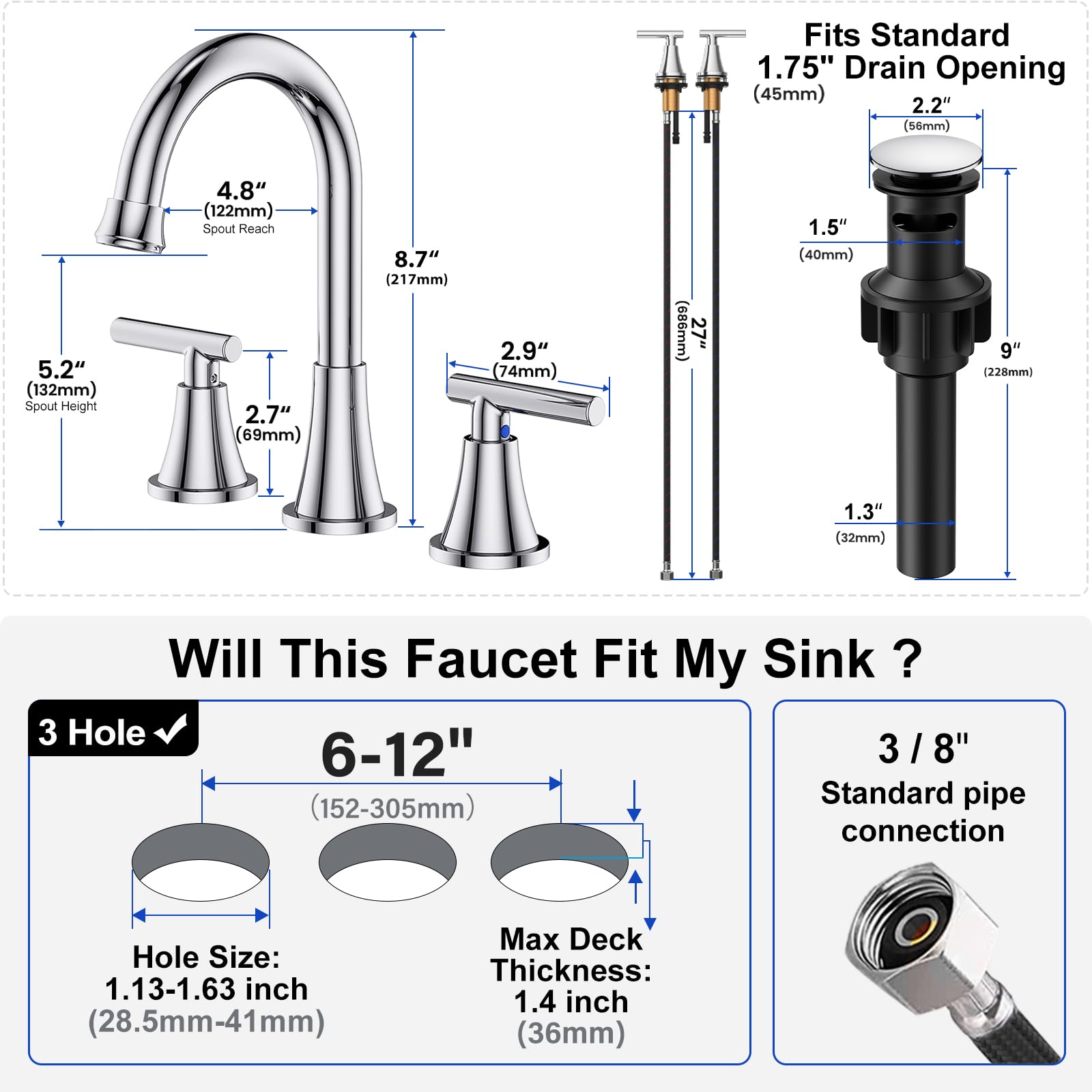 Hurran 360-degree swivel spout for easy washing and access