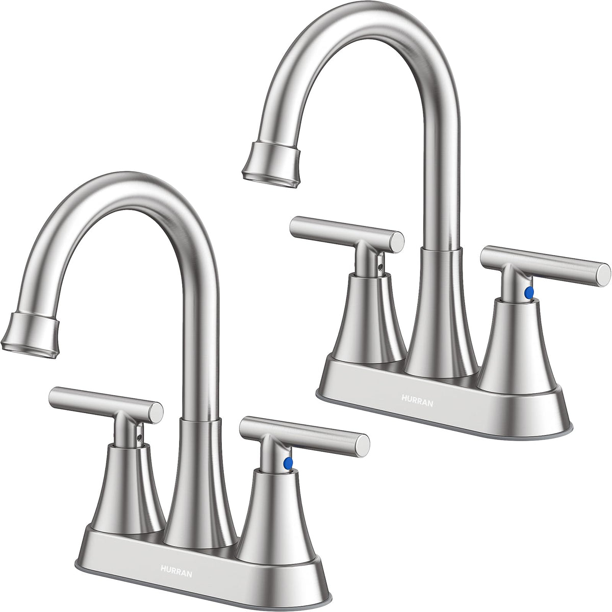 Hurran 4-inch centerset faucet body in brushed nickel, durable and easy to clean.