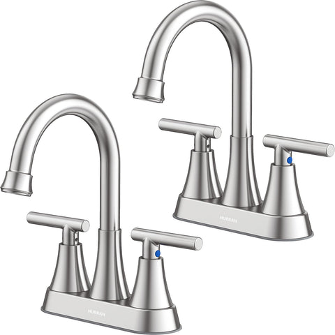 Hurran 4-inch centerset faucet body in brushed nickel, durable and easy to clean.