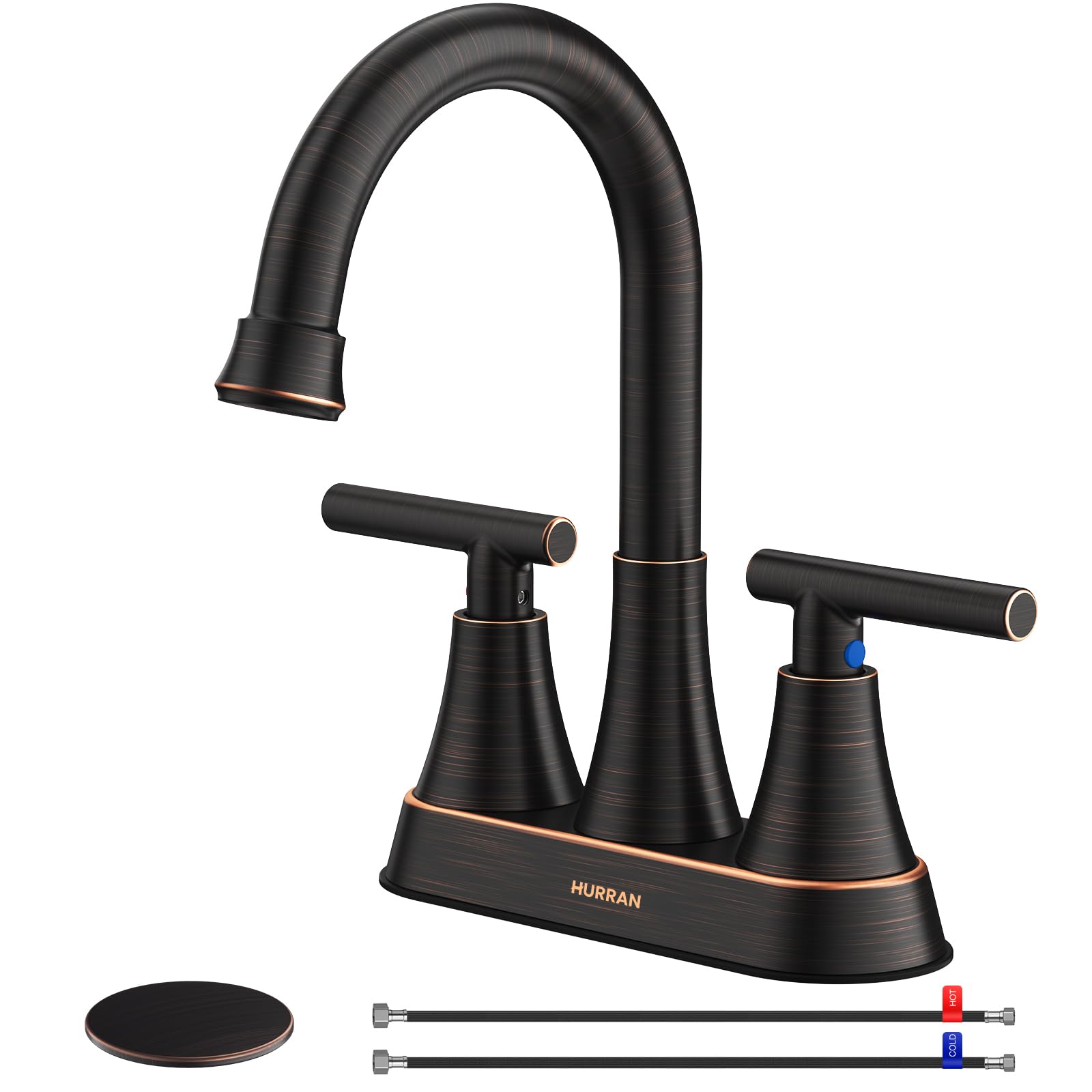 Hurran 4-inch center-set faucet in oil-rubbed bronze for a sleek bathroom upgrade