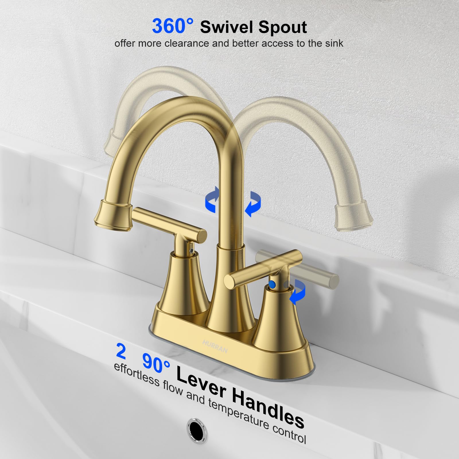 Hurran 90-degree lever handles enabling precise temperature control