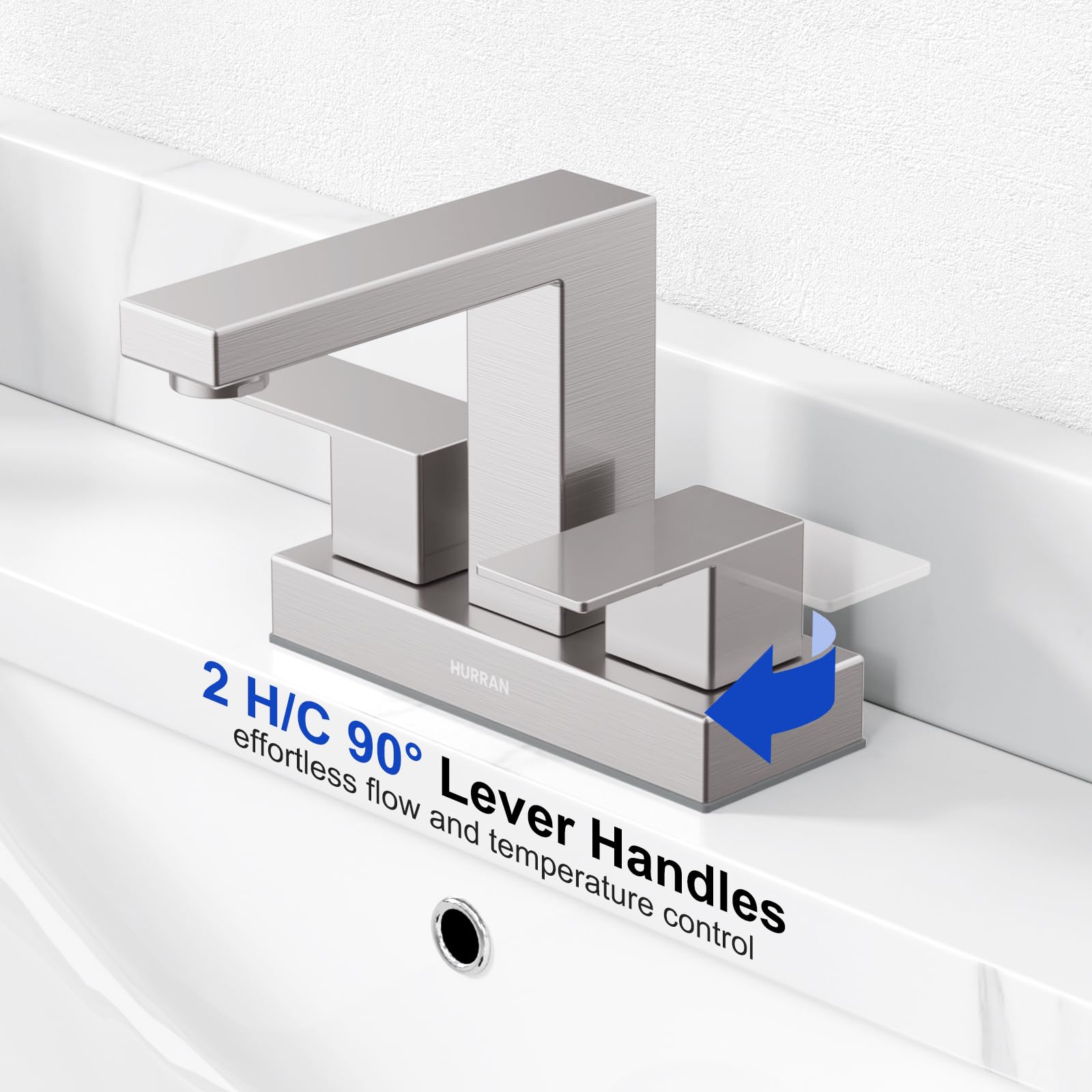 Close-up of Hurran faucet spout with 4.2-inch height for ample clearance