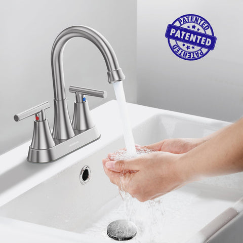 Hurran bathroom faucet lever handles deliver smooth 90-degree control.