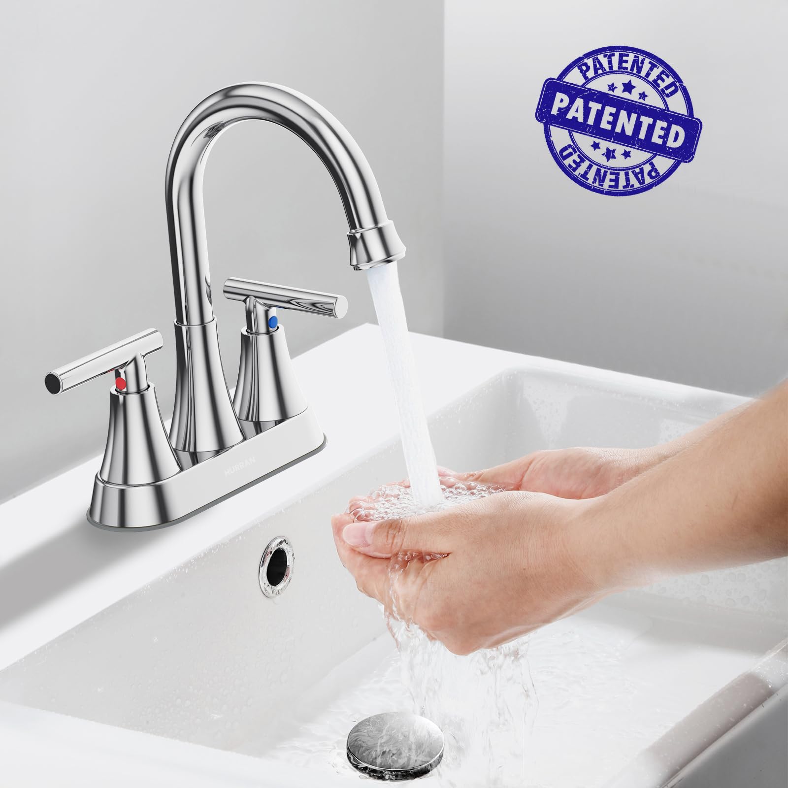 Hurran pop-up drain with overflow designed for daily bathroom use.