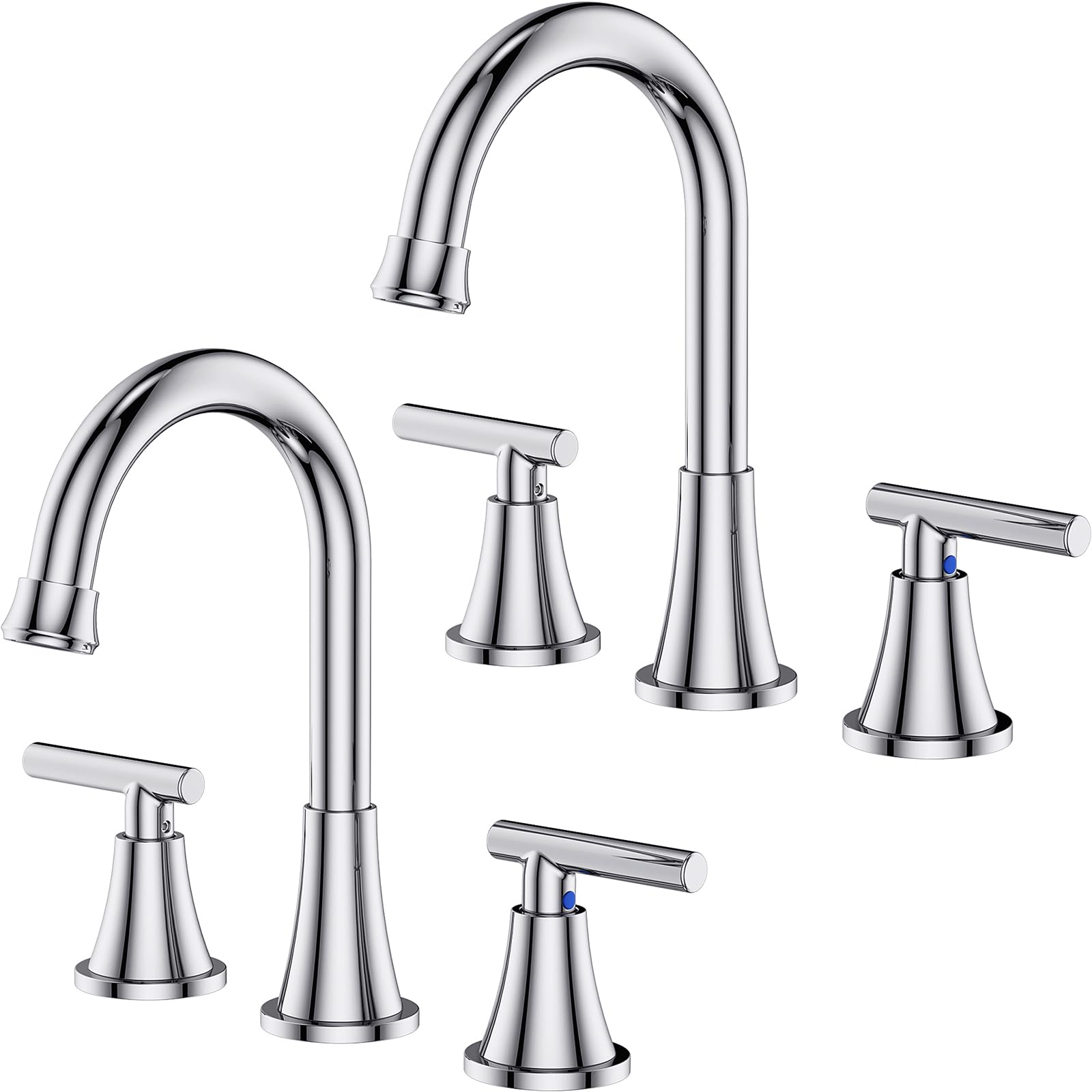 Hurran chrome bathroom faucet wide spread 3-hole design for easy handwashing