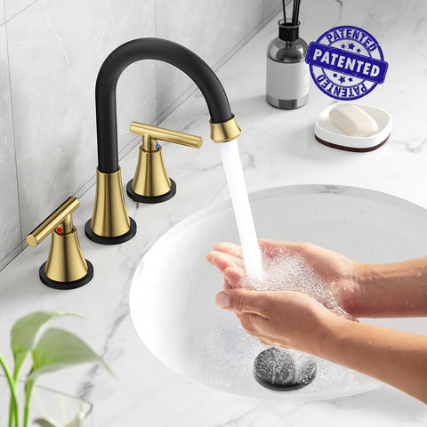 Hurran Black & Gold arc spout provides ample clearance for hands