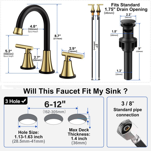Hurran Black & Gold 6–12 inch spread illustration for flexible mounting