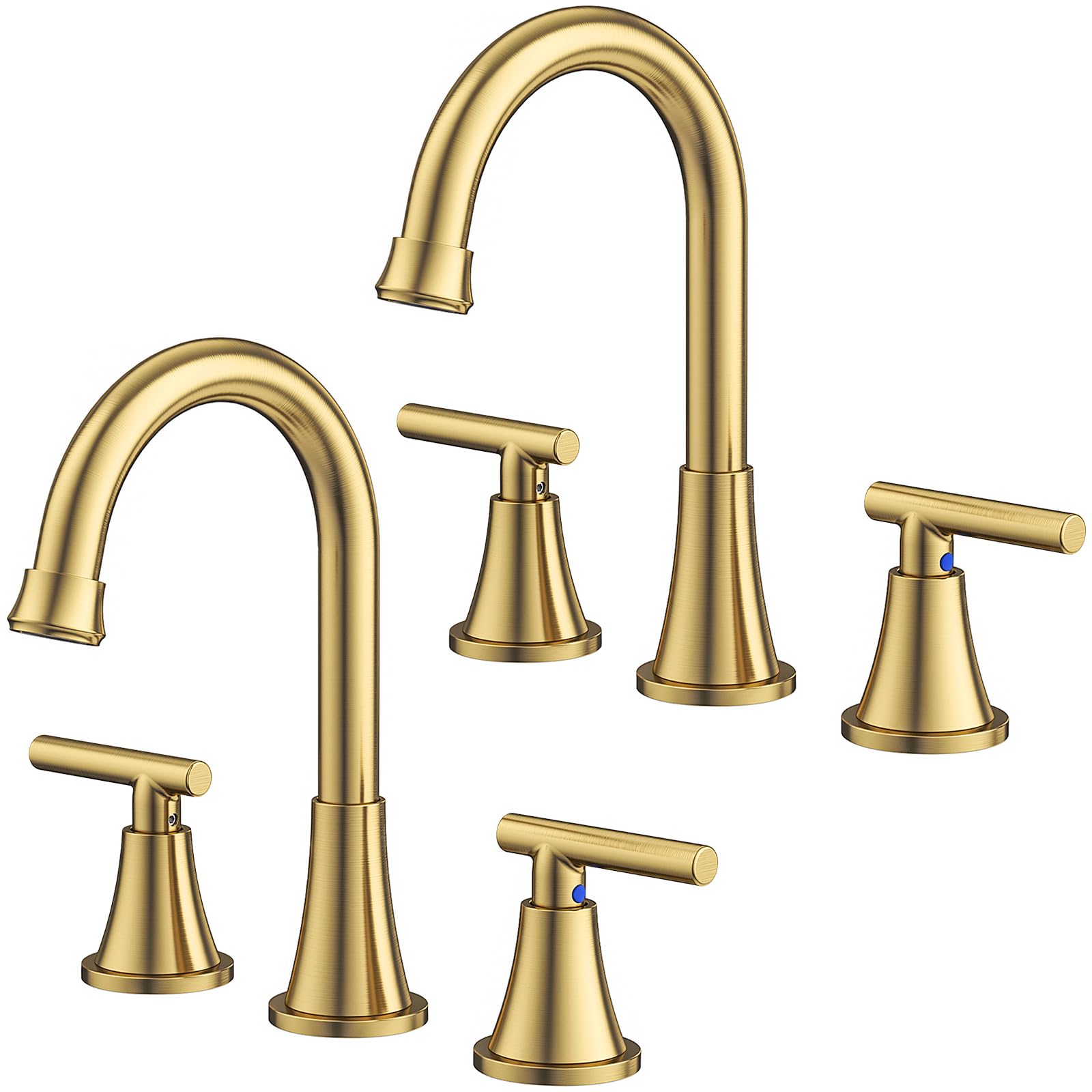 Hurran brushed gold widespread faucet set for double sinks, stylish and durable.