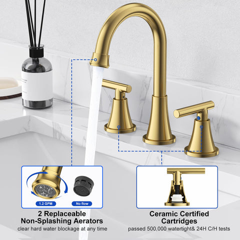 Hurran water saving aerator reduces flow to 1.2 GPM for efficient use.