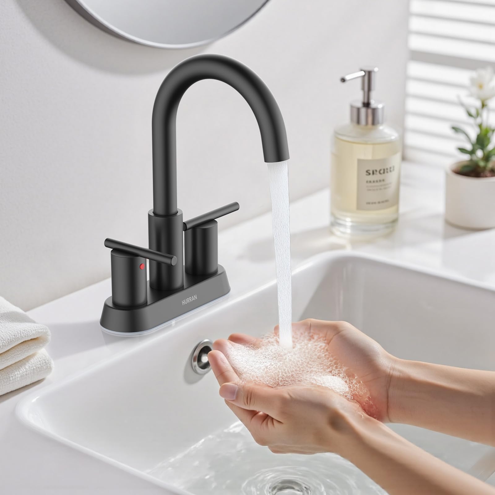Hurran ceramic cartridge delivers reliable drip-free performance.