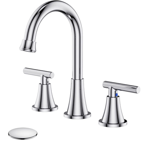 Hurran chrome widespread faucet in polished finish for a stylish bathroom sink