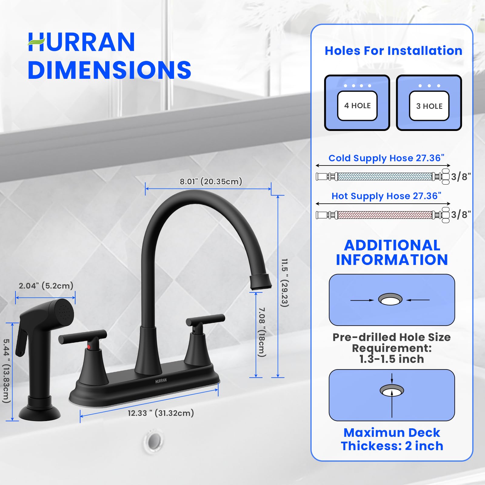 Hurran dual-handle control highlights hot and cold adjustment.