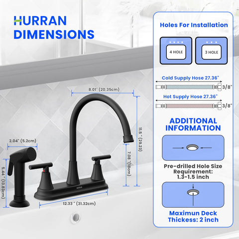 Hurran dual-handle control highlights hot and cold adjustment.
