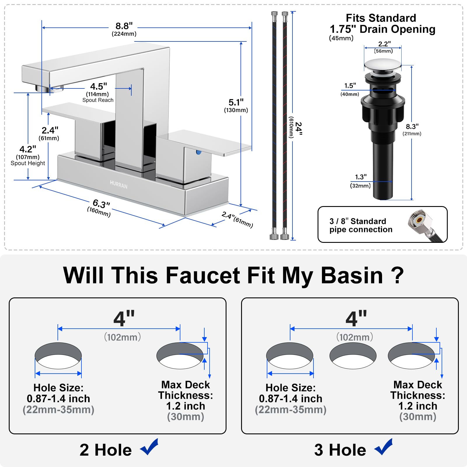 Hurran durable stainless steel construction resists corrosion for reliable daily use.