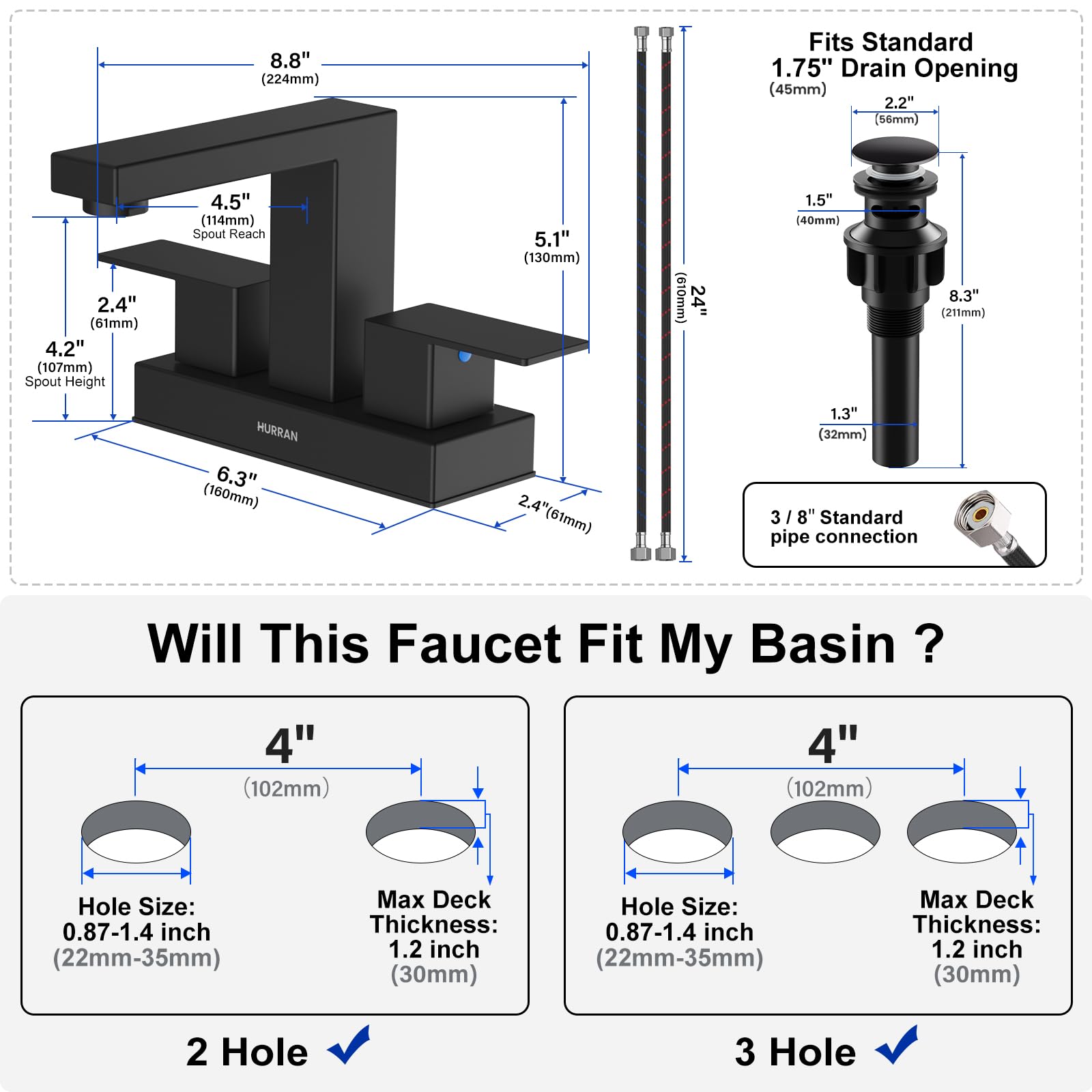 Hurran quick-install faucet enabling in-minutes setup without a plumber.