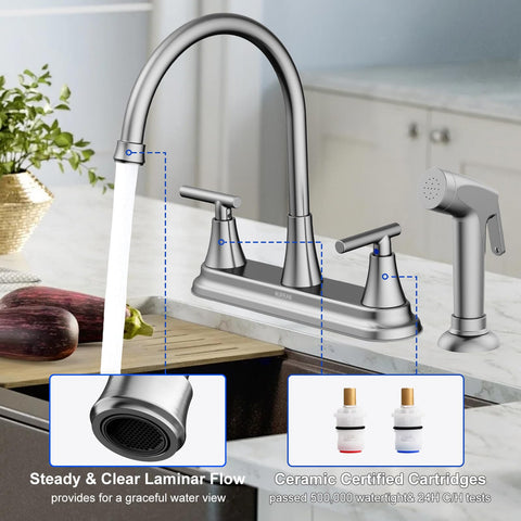 HURRAN easy installation for 8-inch four-hole sinks with step-by-step guidance.