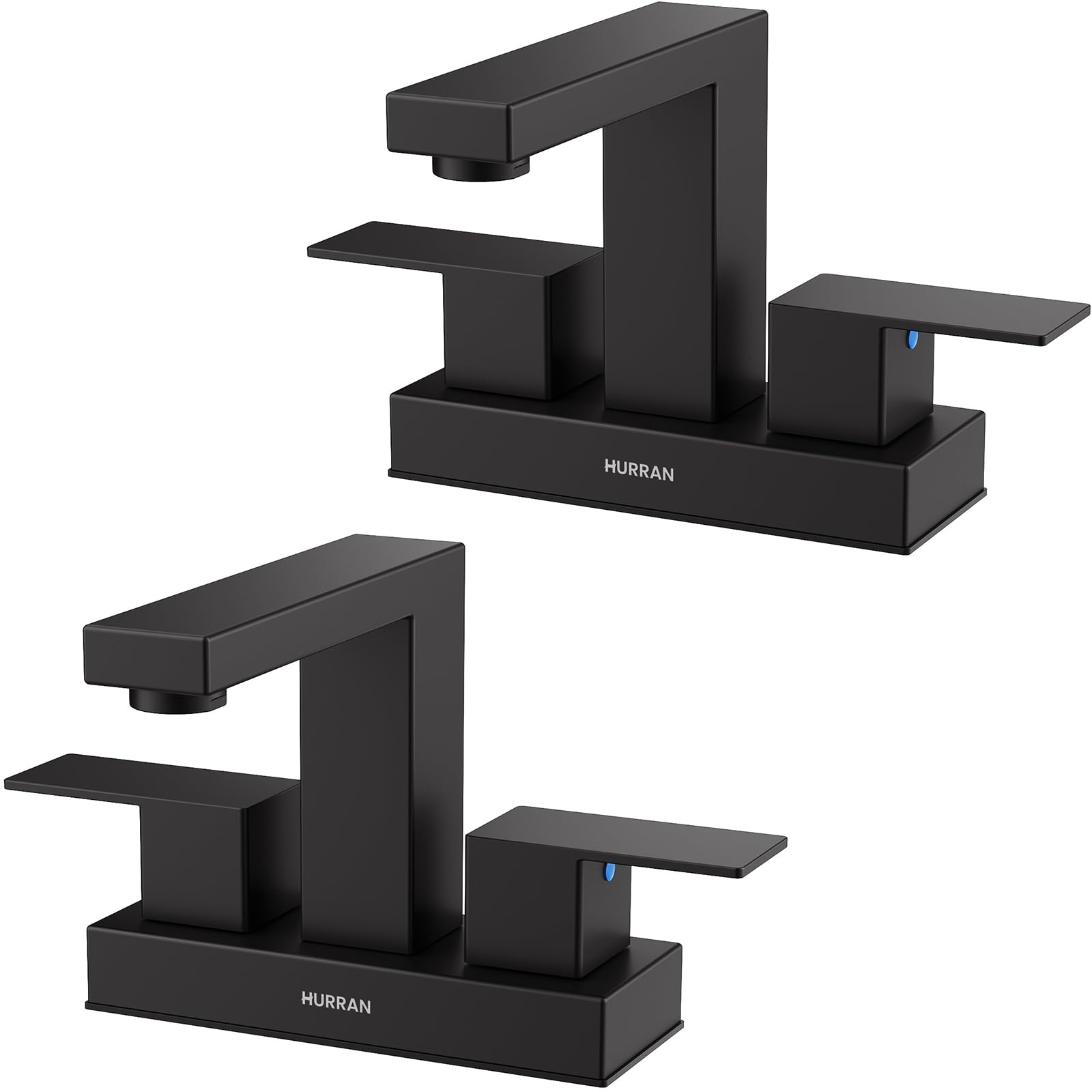 Hurran matte black bathroom faucet 4-inch design, sturdy stainless steel for reliable everyday use.