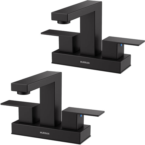 Hurran matte black bathroom faucet 4-inch design, sturdy stainless steel for reliable everyday use.