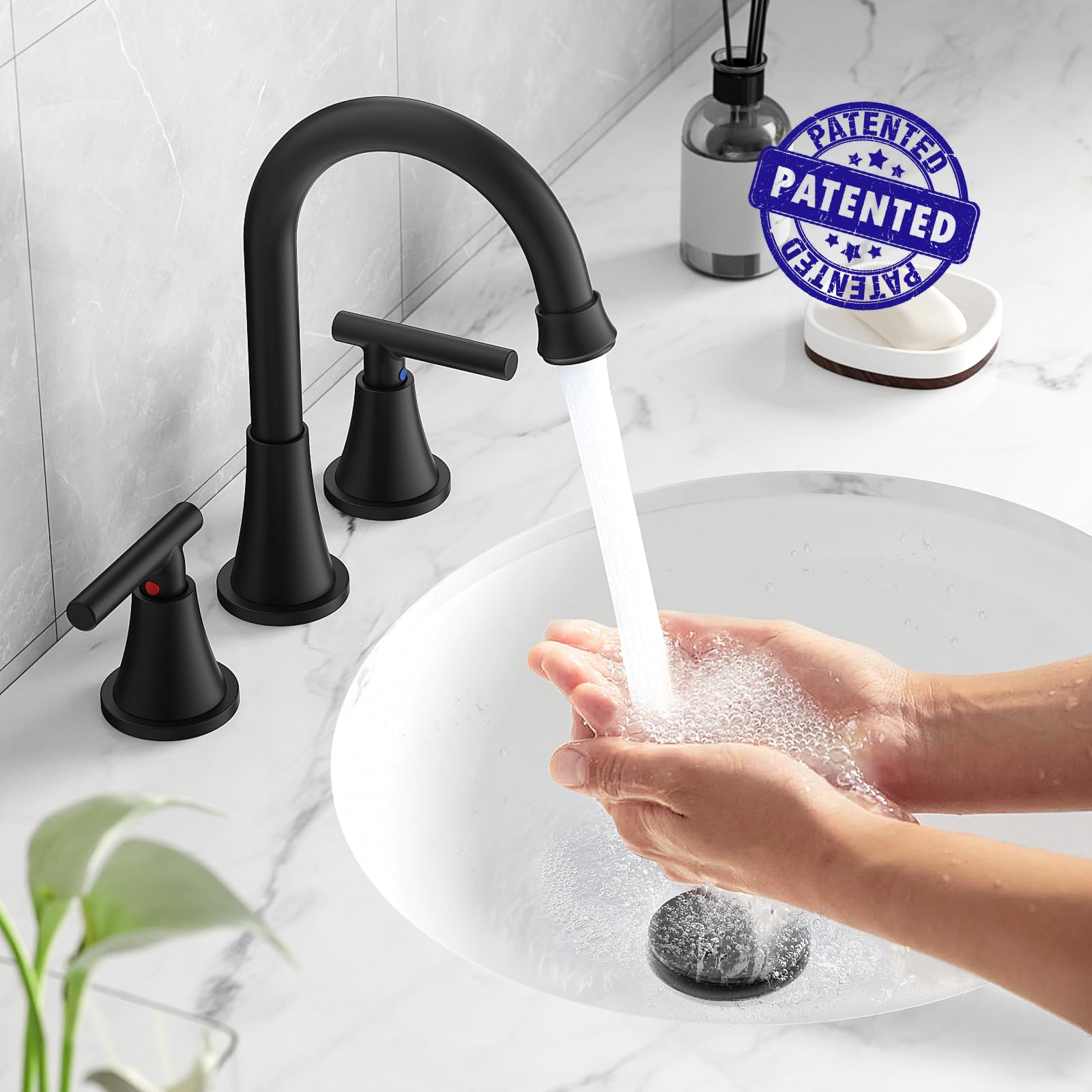 Hurran matte black faucet spout high-arc view for easy washing