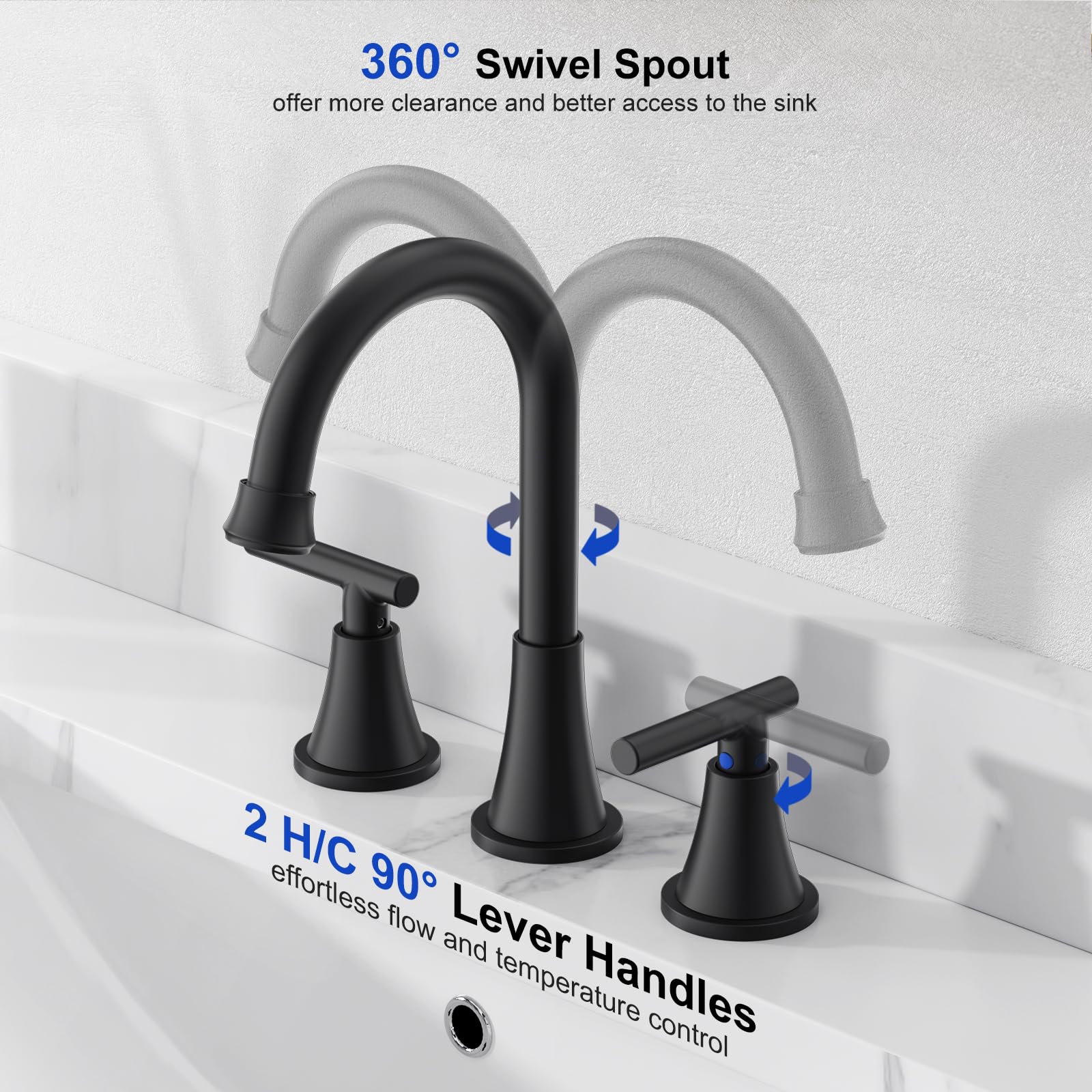 Hurran matte black faucet includes pre-assembled supply lines for quick setup
