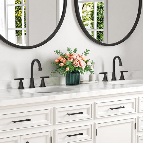 Hurran oil rubbed bronze faucet complements modern bathroom decor.