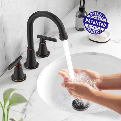 Hurran widespread faucet assembly demonstrates easy installation for 6–12 inch spacing