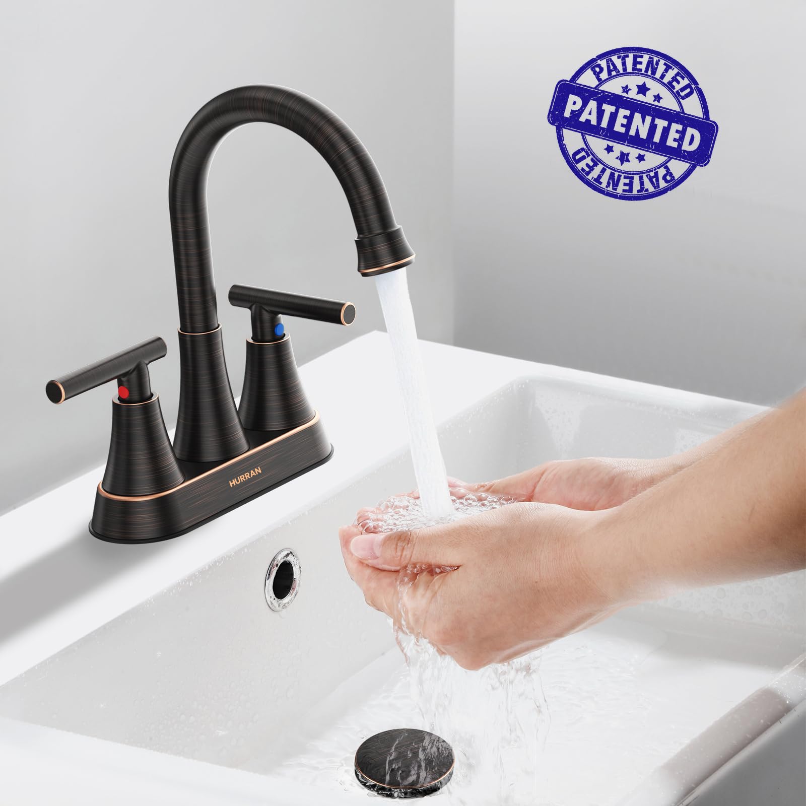 Hurran pop-up drain with overflow for easy bathroom setup