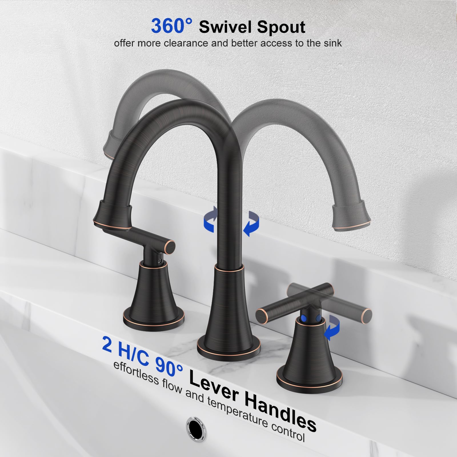Hurran pop-up drain with overflow highlights integrated drainage for a clean vanity look