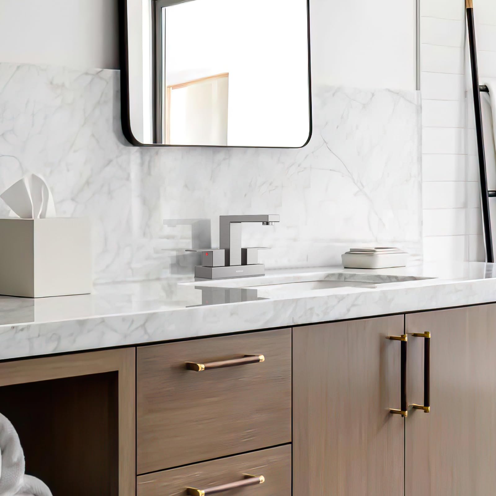 Hurran RV bathroom faucet in brushed nickel ideal for travel