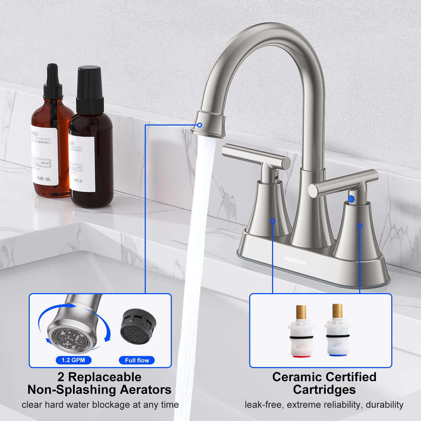 Hurran 24-inch supply hoses for quick, secure hookups.