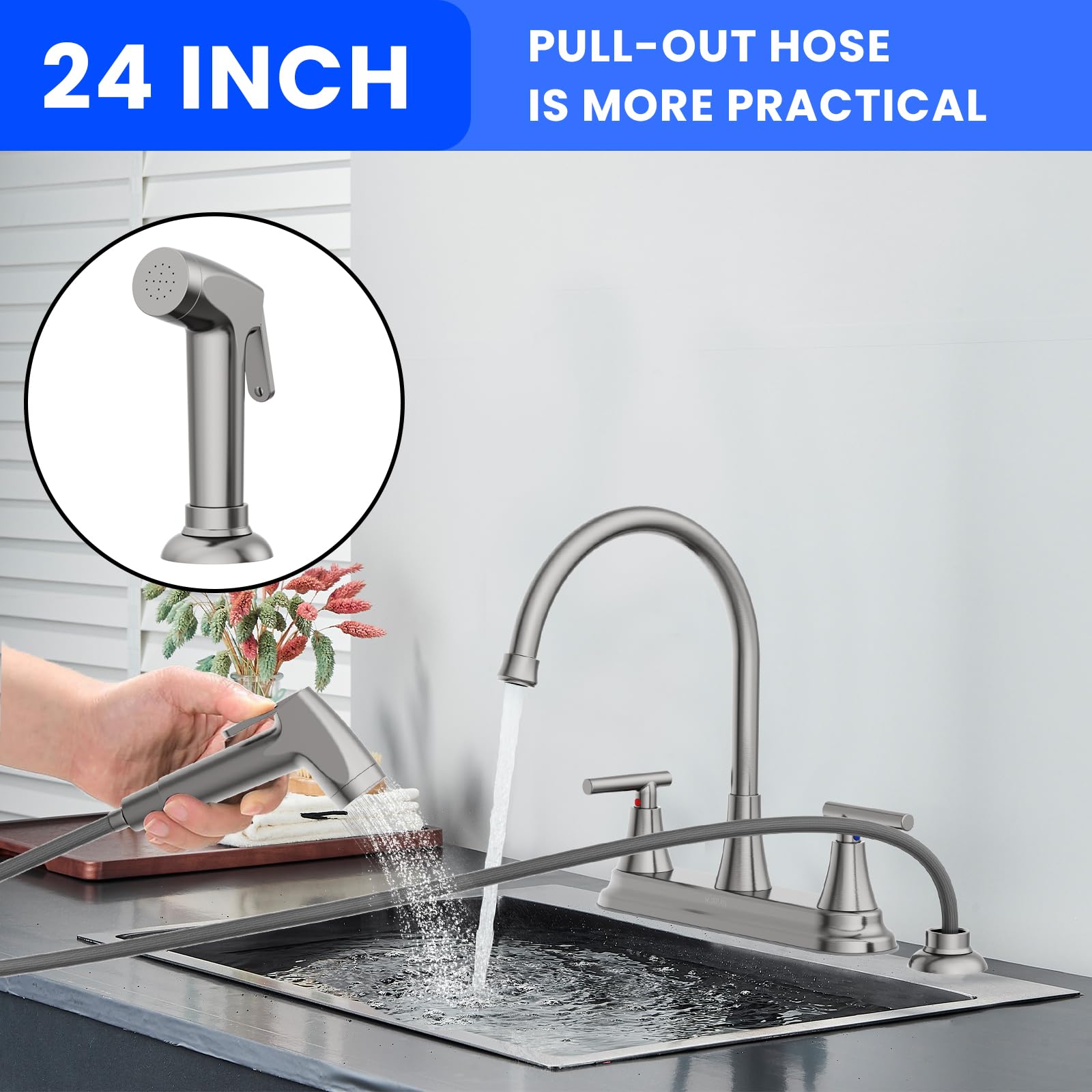 HURRAN SUS304 stainless steel with brushed nickel finish resists corrosion.