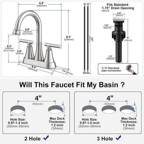 Hurran 360-degree swivel spout provides ample sink space.