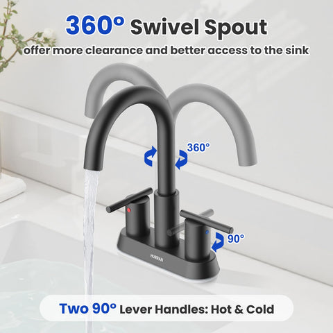 Hurran two-handle design enables precise hot and cold control.