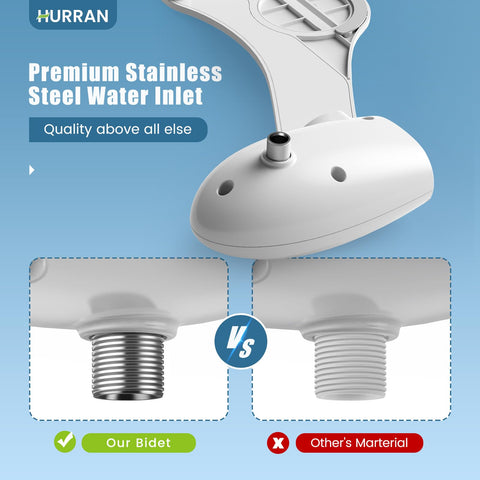 Hurran bidet with adjustable water pressure for personalized rinse.