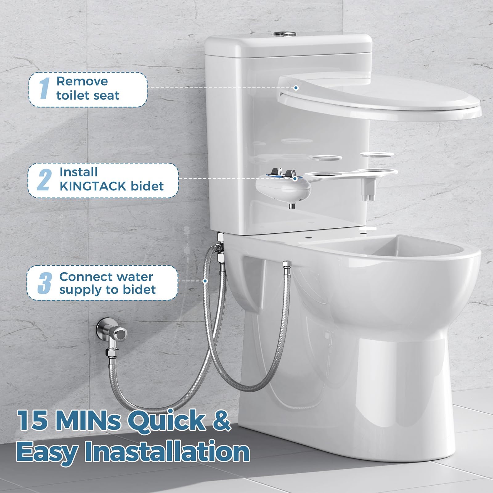Hurran Ultra-Slim Bidet includes tool-free DIY installation.