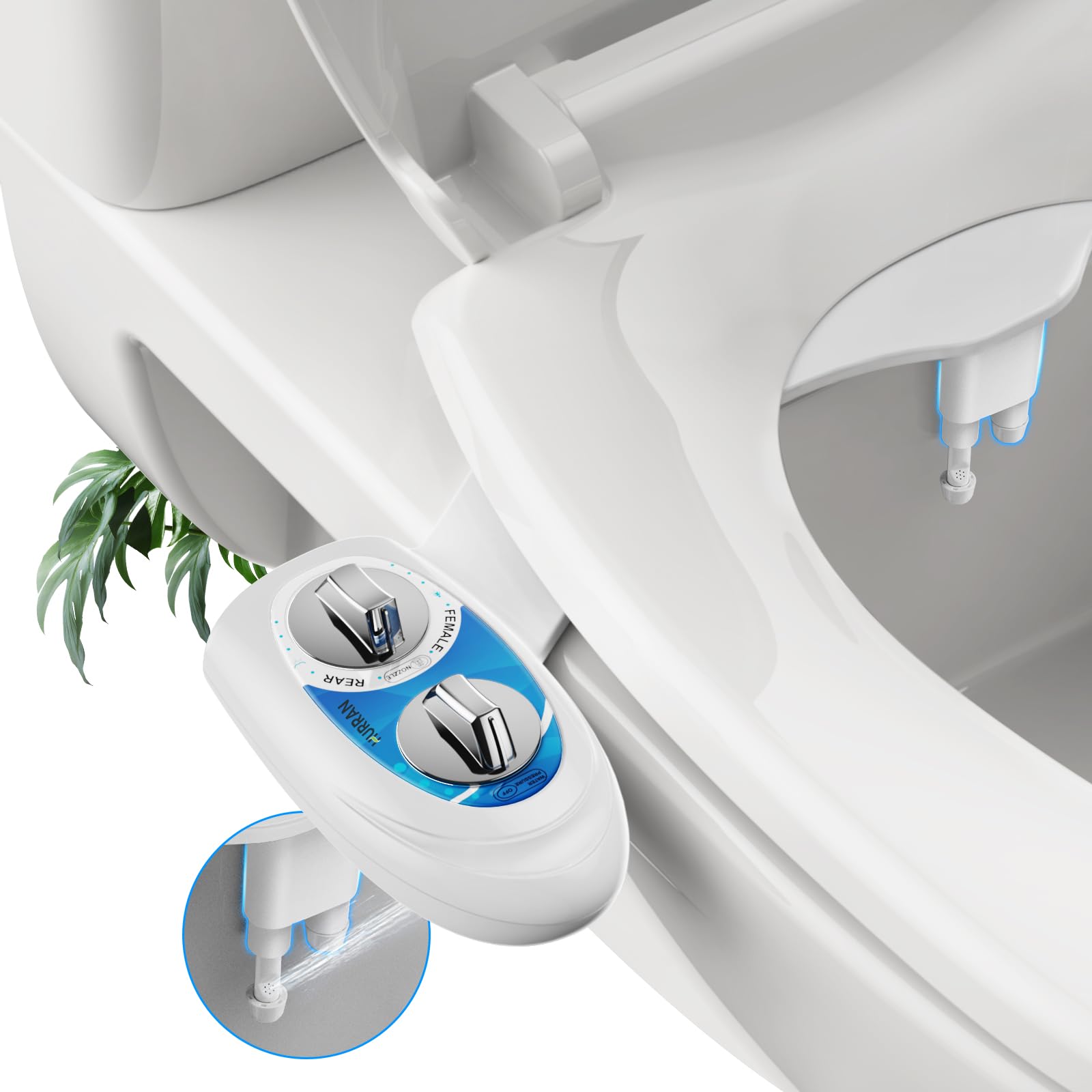 Hurran Ultra-Slim Bidet rear wash nozzle for convenient, hygienic cleaning.