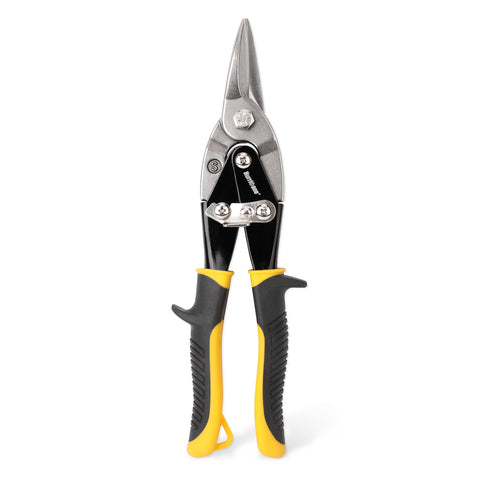 Hurricane 10-inch aviation tin snips blade close-up for precise straight cuts.