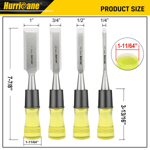 HURRICANE wood chisel set, 1/2-inch blade for clean, straight cuts.