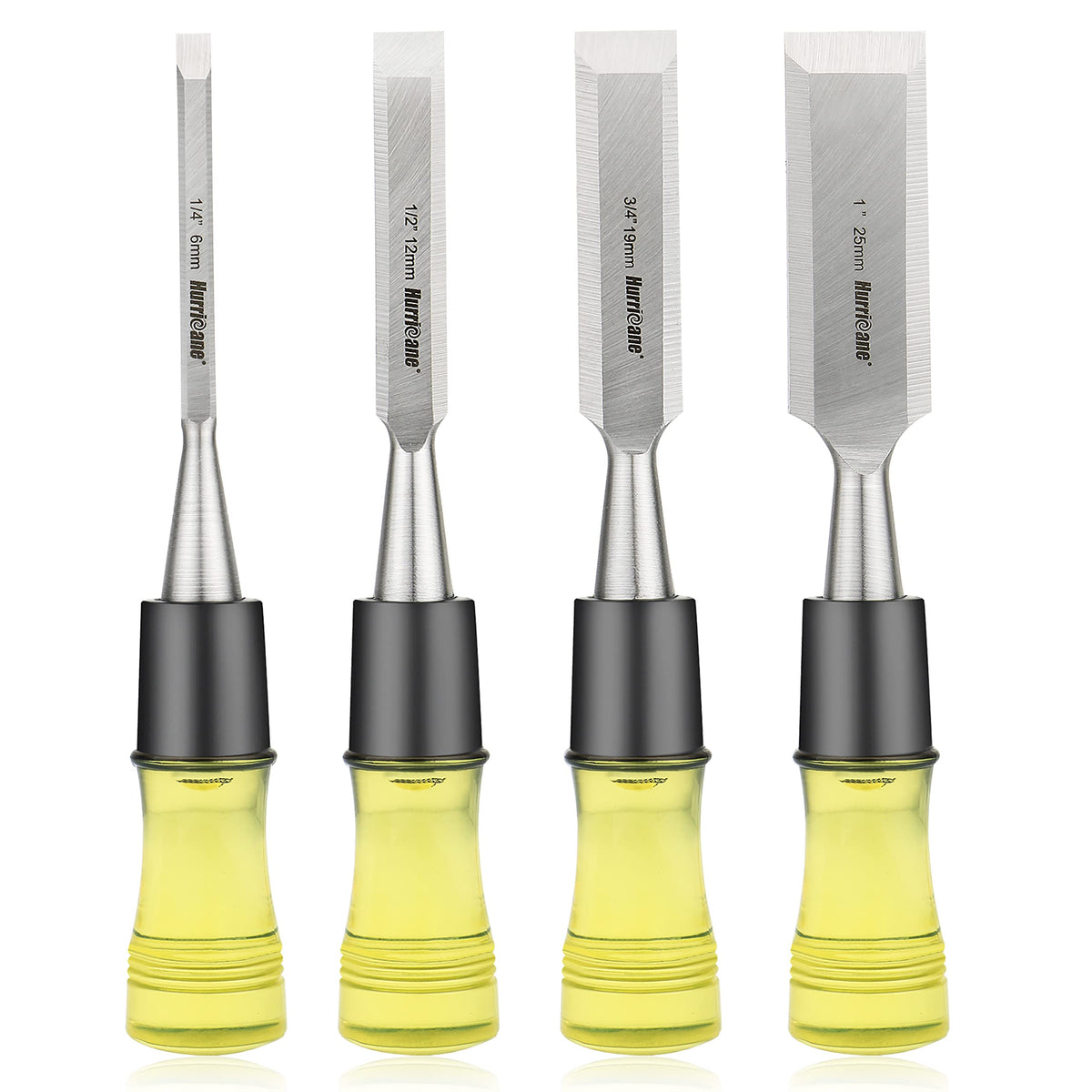 HURRICANE wood chisel set, 1/4-inch blade for precise detailing in softwood projects.
